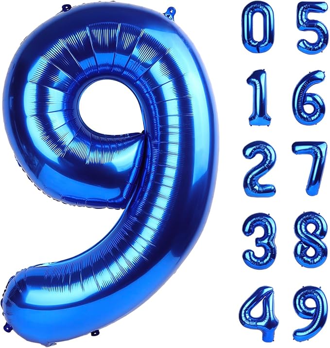 Large Foil Navy Blue Number 9 Balloon 40 Inch, Mylar 9th Number 9 Birthday Balloons, 9 19 29 39 59 99 Blue Party Decorations, Giant 9 Engagement Graduations Anniversary Party Supplies