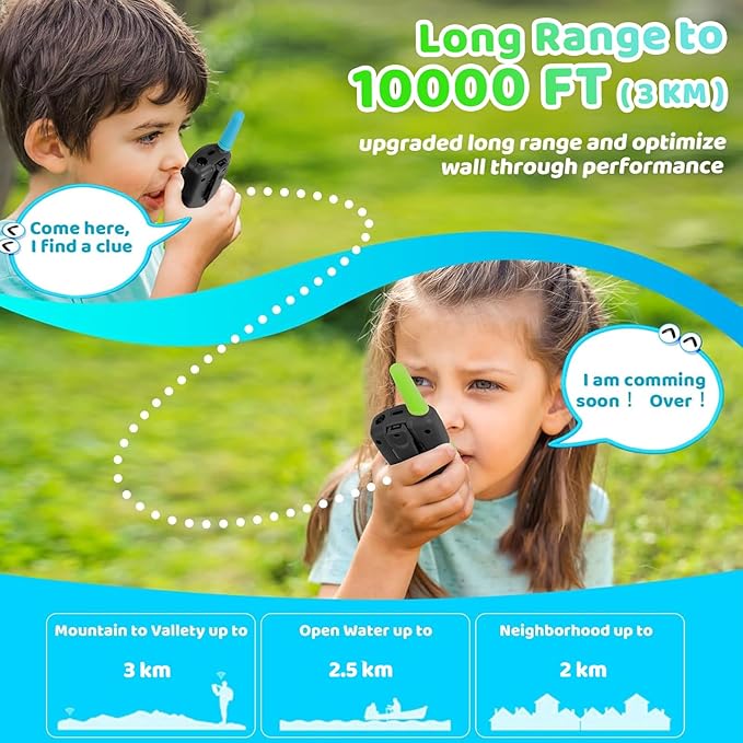 Vvinca Rechargeable Walkie Talkies for Kids 4 Pack, 5-7 Year Old Boy Toys Long Range 22 Channels 2 Way Kids Walkie Talkie with Flashlight for Camping Hiking Indoor Outdoor 3 4 5 6-12 Girl Boy Gift