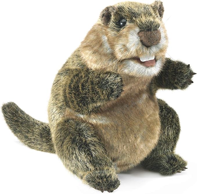Folkmanis Groundhog Hand Puppet,Brown; Tan; White