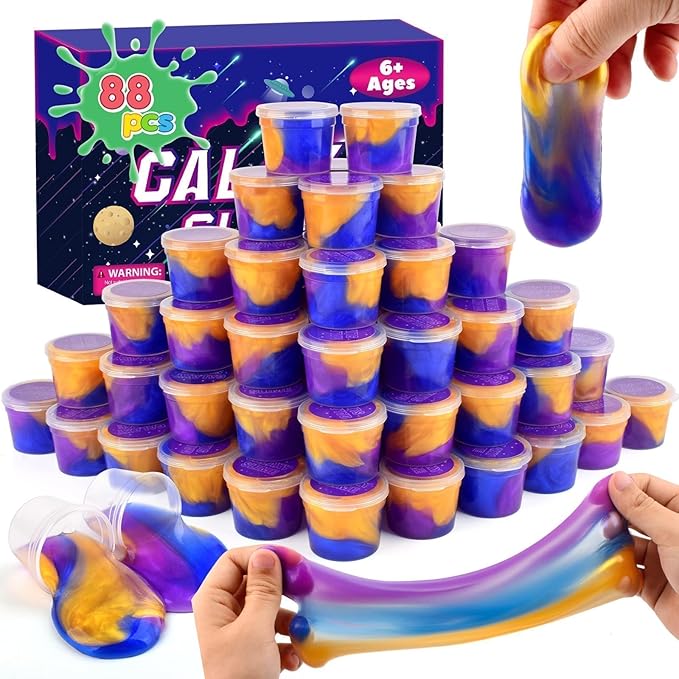 Slime 88 Pack Galaxy Slime Kit, Slime Advent Calendar Party Favors for Kids, Non Sticky, Soft Sludge Toy Mini Slime Bulk for Boys Girl, Birthday Stuffers, Stress Relief, Goodie Bags