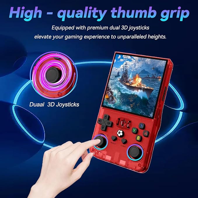 R36max Retro Handheld Game Console,64gb Memory,4000mah Battery, 18000 Pre-Installed Games ,4.0-Inch IPS Hd Screen Portable Retro Gaming Console,Suitable for Travel and Home Use (Red) (Red, 64, GB)