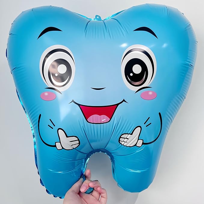 4Pcs Cute Tooth Balloons for Baby Full Moon Party/Dentist Dental Graduation Party Decor/Teeth Theme Supplies/Children's Oral Health Education Activity/Dental Student Graduation/Tooth Clinic Decor