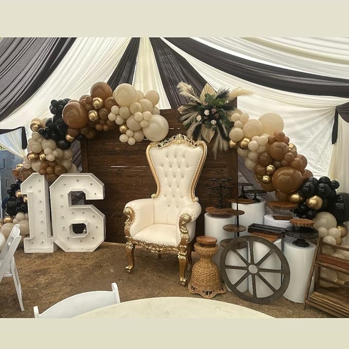 Western Balloons Garland Arch Kit 166Pcs - 5 10 12 18 inch Different Size Black and Brown with Cowboy Horse Balloon for Boy First Rodeo Wild West Country Birthday Farm Fiesta Party Decoration