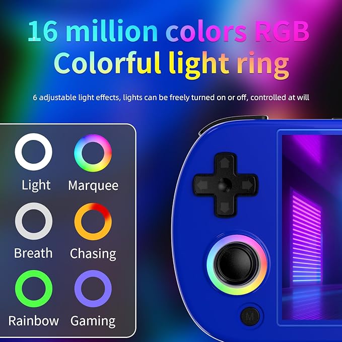 RG40XX H Retro Handheld Game Console 4-inch 640*480 IPS Screen 3200mAh Built-in 64G TF Card Supports Multiple Simulators Linux System with Screen Protector (Blue-64G)