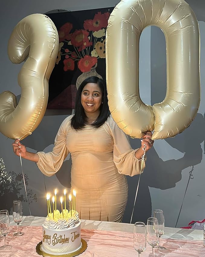 Cream Number 8 Balloon 40 Inch, 8th Birthday Party Decorations for Children, Giant 8 Foil Balloon for Party Supplies