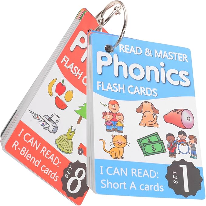 SUPVOX Phonics English Spelling Cards for Educational Brain-Developed Learning Flash Cards Metal Rings Random Cover for Preschool Boys