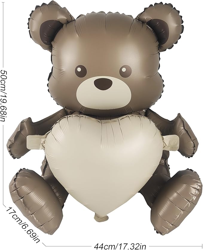 Matte 4D Big Brown Bear Balloons Cartoon Teddy Bear Party Supplies, Matte Bear Helium Mylar Foil Balloons For Jungle Woodland Animal Farm Safari Zoo Themed Party Decoration Home Decor