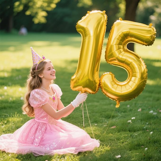 40 Inch Gold Balloon Number 5 Balloon Jumbo Mylar Foil Helium Balloon for 15 25 35 50 Big Giant Jumbo Huge Foil Mylar Balloons 55th 65th Birthday Balloons Men Women Party Decorations