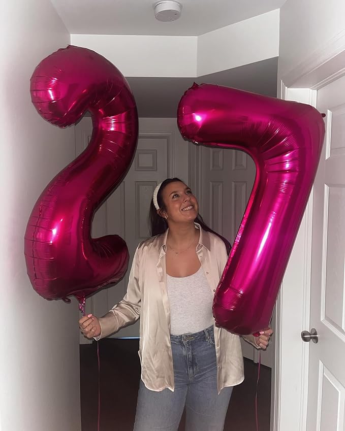 Hot Pink 7 Balloon, Number Balloons 40 Inch, 7th Birthday Decorations for Girls Kids, Party Decoration for Women, Number 7 Balloon