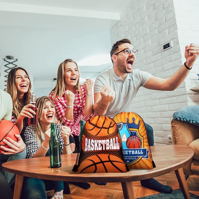 Talltalk 48 Pcs Basketball Team Gifts Sets Basketball Party Favors Toy 16 Drawstring Backpack Goodie Bag Snack Candy Gift Bag 16 Silicone Wristband 16 Keychain for Sports Birthday Party Supplies Decor