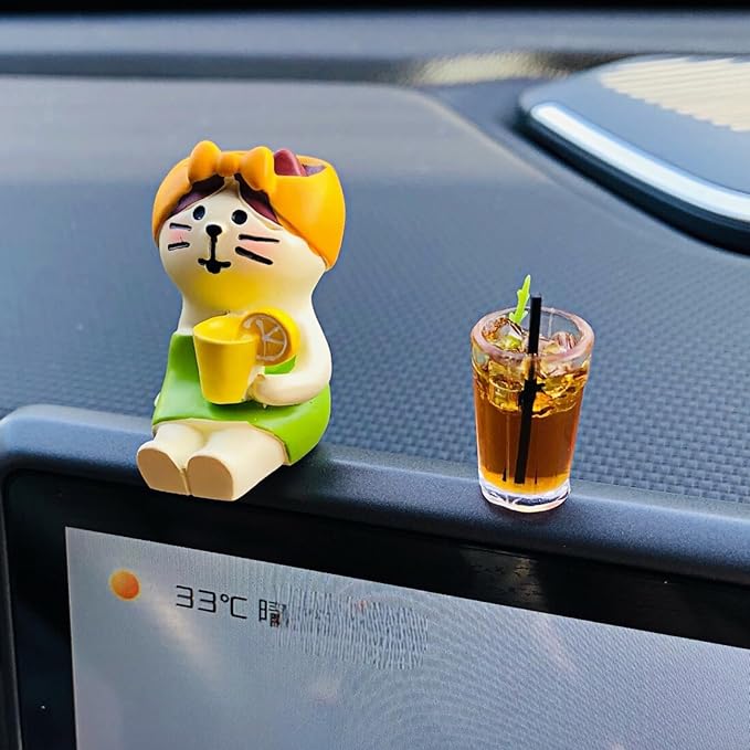 Cute Cats Car Dashboard Decorations Accessories Interior for Women Men, Mini Cat Statues Collectible Figurines for Car Display Dash Board Decor Rear View Mirror Decoration Computer Monitor Ornaments