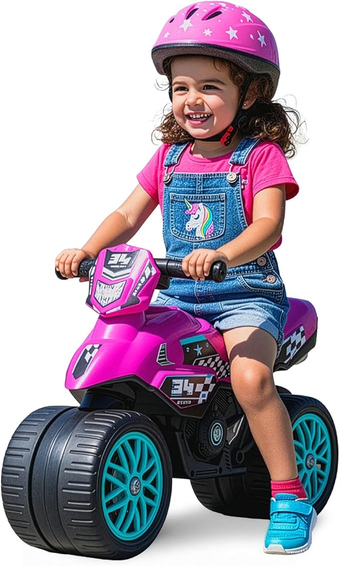 Waddle Kids Motorcycle Balance Bike - Toddler Ride on Toys w/Sounds, Wide Wheel Base, Rubber Coated Wheels, Foot to Floor Toddler Car Up to 44 Lbs, Motorbike for Kids Ages 18 Months to 3 Yrs, Pink