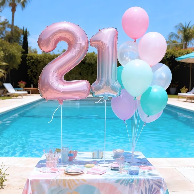 Pastel Mermaid Balloons, 50pcs 12 Inch Pink Purple Teal Blue Pearl Pastel Clear Macaron Balloons for Princess Women Girl Ocean Theme Birthday Summer Pool Party Baby Shower Under The Sea Decorations