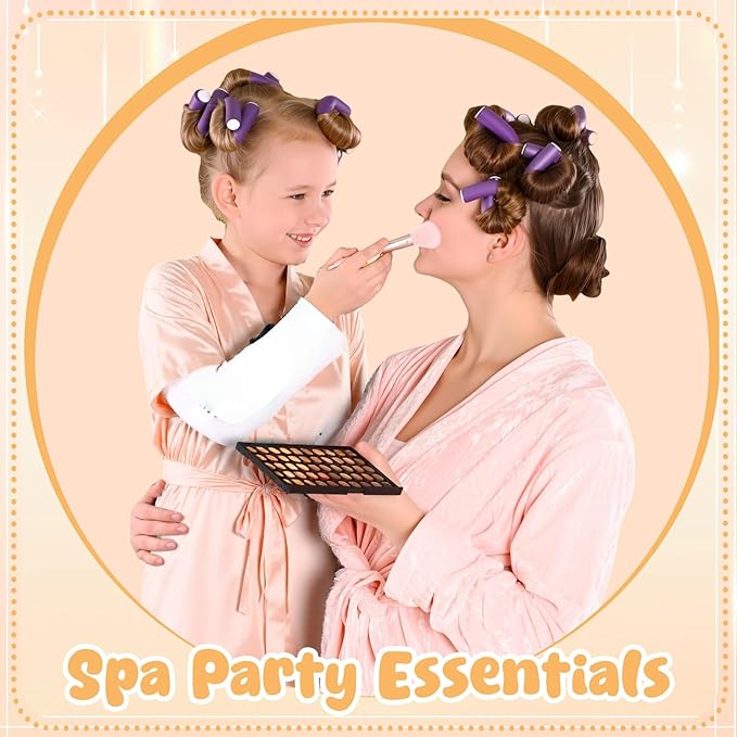 122 Pcs Champagne Pink Girls Spa Party Kit, 10-Pack Slumber Party Favors with Satin Robes, Tote Bags, and Nail Salon Accessories for Kids Spa Birthday, Halloween, Home Party Supplies