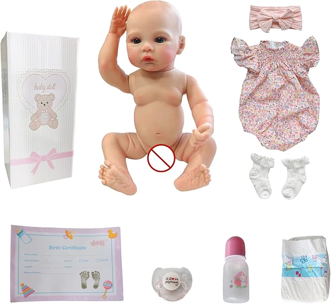 Realistic Reborn Baby Dolls-18 Inch Real Life Baby Dolls Girl Lifelike Baby Doll with Accessories for 3+ Years Old (Pink)