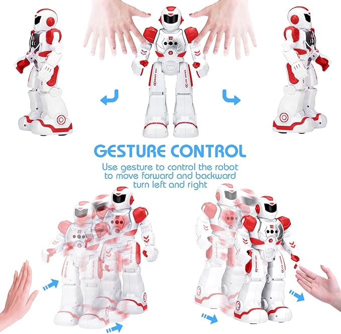 KingsDragon Robots Toy for Kids, RC Gesture Sensing Toy, Interactive Walking Singing Dancing Robot Birthday Presents for Boys Girls Age 6 7 8 9 Years Old,Red