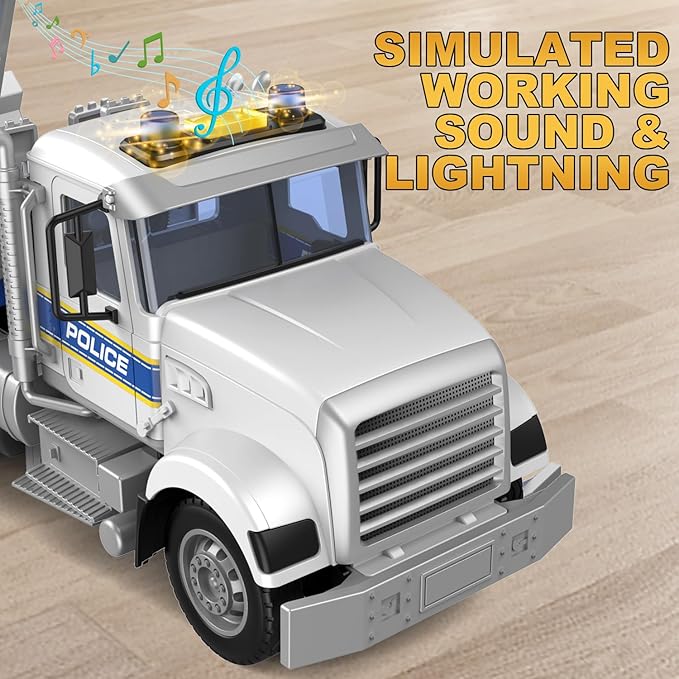 Toddler Boy Toys for 3 4 5 6 Year Old, 22” Semi Truck Toy with Helicopter - Police Toys, Birthday Gifts for Kids Child 3+ Years Old