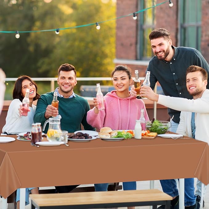 CHUNNIN 4Pcs Woodland Party Decorations Sage Green and Brown Tablecloth Party Supplies Forest Animal Plastic Table Cover Disposable for Birthday Baby Shower Party Favor