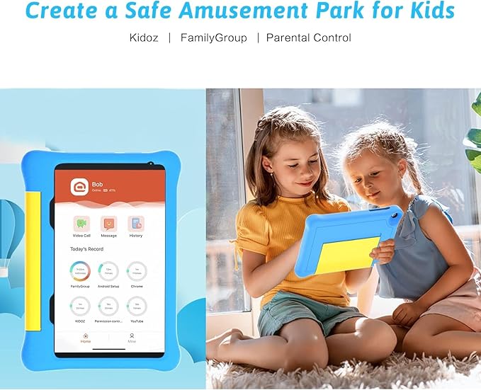 Gleeso Kid Tablets 8 inch Android Tablet for Kids 1280x800 Eye-Caring IPS Touchscreen Upgraded Protective Case 4000mAh Battery (Blue)