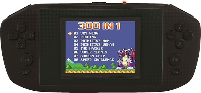LEXiBOOK JL3000 Power Cyber Arcade Portable Game Console, 300 Games, 2.8" LCD Color Screen, Black