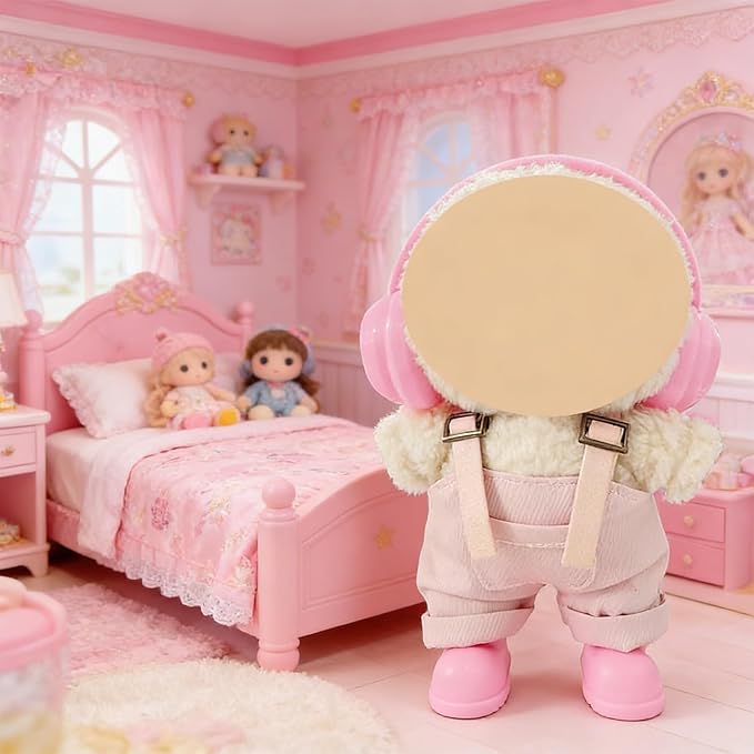 17cm Doll Clothes Overalls Outfit Set, Include 5 Styles with Hats, Headphones, Shoes and Bag, Cute Dress Up Accessories for Doll Play and Display, (No Dolls)