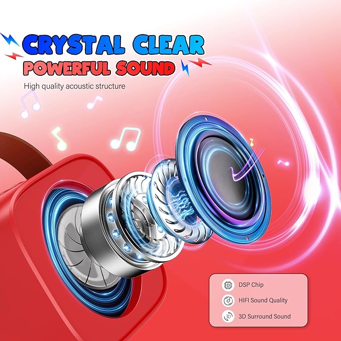 Mini Karaoke Machine Toys Gifts: Kids Toys Easter Birthday Gifts for 4 5 6 7 8 9 Years Old Girl Boy Basket Stuffers LED Portable Bluetooth Speaker with 2 Wireless Microphone Girl Gift Age 3-12+