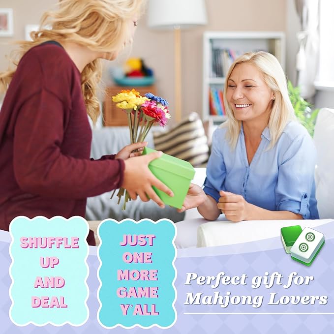 Soulchen 2 Pcs Mahjong Tile Mixer Shufflers for Mixing and Shuffling Tiles Plastic Mahjong Accessories Gifts for Lovers Games Decorative Printed Design (Morandi Blue)