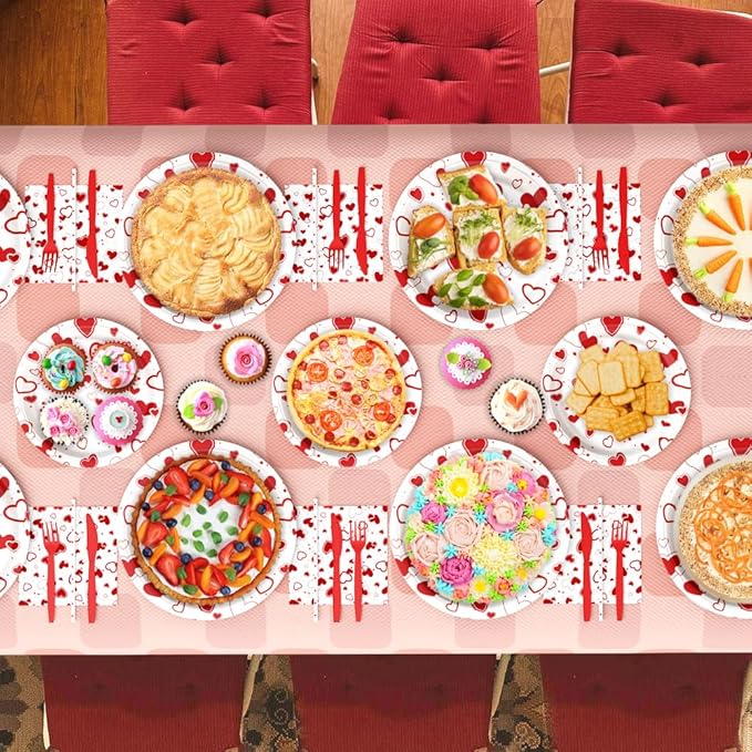 112 PCS Valentines Day Plates and Napkins Party Decorations Red Heart Galentines Day Party Decorations Supplies Valentines Baby Shower Birthday Disposable Plates Cups and Napkins Serves 16