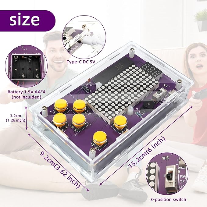 Basic Soldering Kit for Teaching, Soldering Practice Kit with Retro Classic Games, Soldering Projects for STEM Education, Electronic Kits for College High School Students Learning