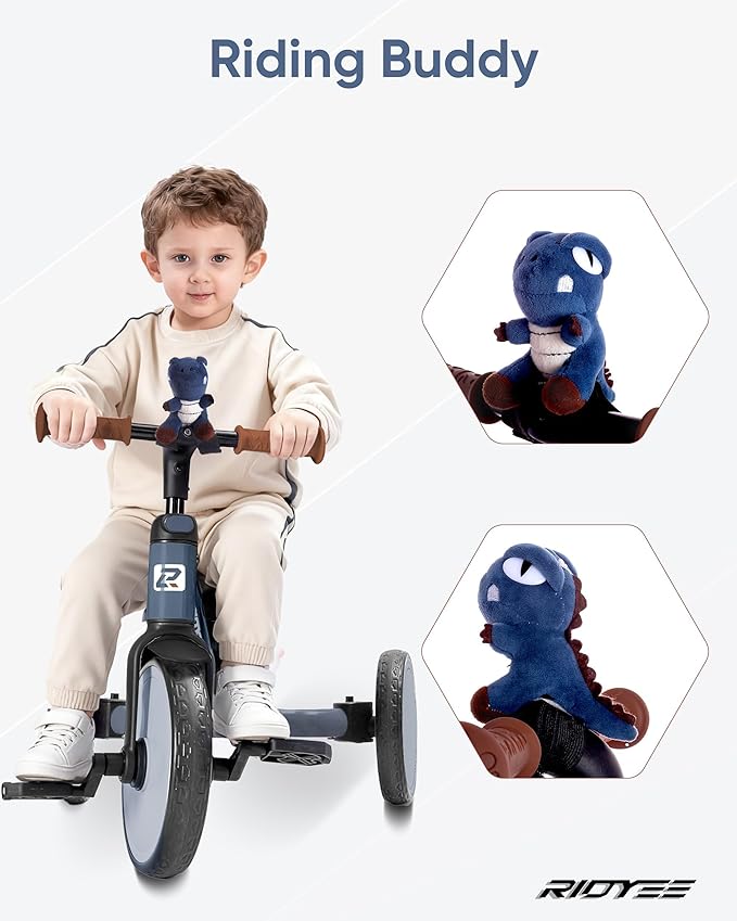 5-in-1 Toddler Tricycle for Ages 1.5–3, Parent Steering Push Trike, Tool-Free Convertible to Balance Bike, Safety Belt, Removable Backrest and Footrest, Ride-On Toy for Boys & Girls, Grey