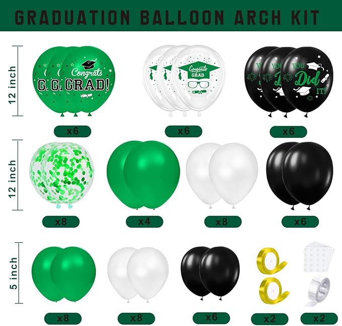 Graduation Decorations Class of 2026 - Green Graduation Decorations - Balloons Boxes with Letters 2026 GRAD So Proud of You, Congrats Grad Party Decorations for Any Grades