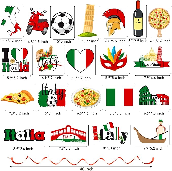 Italian Party Hanging Swirls I Love Italy Hanging Decorations 20PCS Italian Birthday Party Supplies Hanging Swirls Italian Decorations Party Theme Italy Ceiling Streamers for Pizza Party Favor Decor