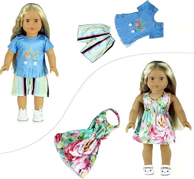 20 pcs 18 inch Doll Clothes and Accessories for American 18 inch Girl Doll Clothes Gift Including 10 Complete Sets of Clothing