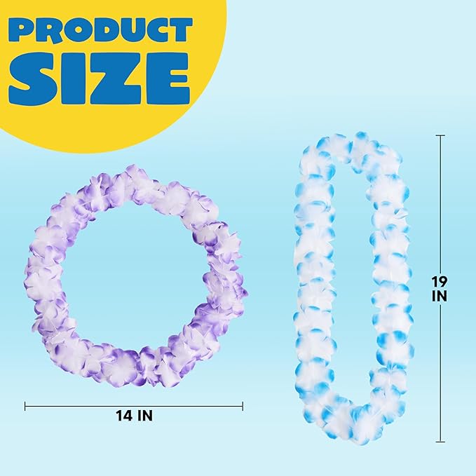JOYIN Toy 24 Counts Hawaiian Leis Bulk, Tropical Flower Lei Hawaiian Lei Beach Hawaii Luau Party Favors Decoration Birthday Party Supplies