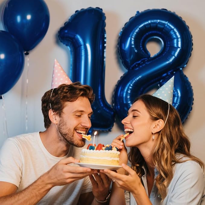 40 Inch Navy blue Number 18 Digital Balloon,Jumbo Mylar Foil Helium Balloon for 18 Balloons for Birthday Party,Wedding Anniversary Party Decorations