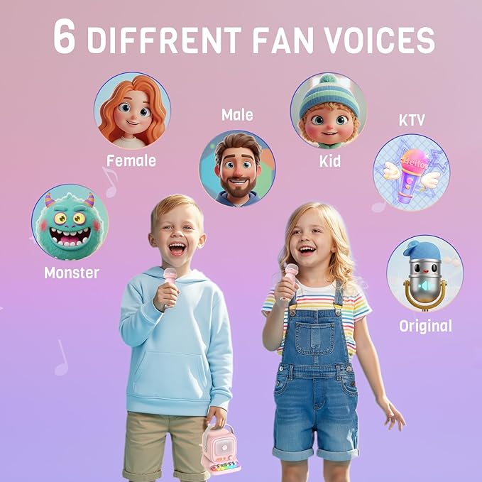 Mini Karaoke Machine with Colorful 7 Piano Keys,Top Christmas Birthday Gifts for 3 4 5 6 7 8 9 10 11 12+ Years Old, Portable Bluetooth Speaker with Wireless Microphone,Boys and Girls Gift-Pink