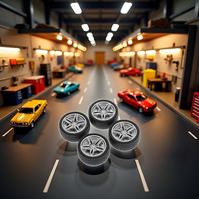 4 Pcs Black Tires,48mm Simulation Rubber Wheel Tire Wheel Toy Model DIY RC Spare Parts,Tire and Sets, Remote and App Controlled Vehicles Parts, Easy Installation