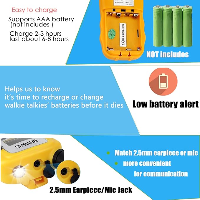 Retevis RT388 Kids Walkie Talkies, Toys Gifts for 6-12 Year Old Girls Boys, Mini Toy Walkie Talkie, Easter Birthday Gifts Outdoor Camping(Yellow 2 Pack)