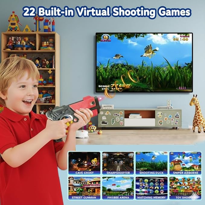 Video Game Console with 100+ Games, Handheld Video Game Console for Kids, Plug and Play Video Games for TV, Shooting Games,Game Gun with 2 GameController, Xmas Birthday Toy Gift for Boys