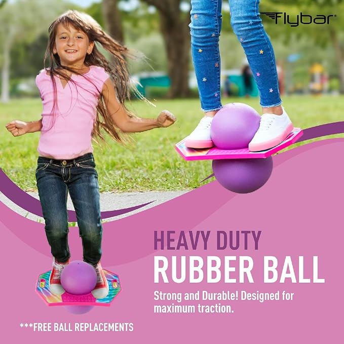 Flybar Pogo Trick Ball for Kids – Balance Bounce Board with Anti-Slip Deck – Pump Included - Indoor & Outdoor Toys for Boys and Girls Fun Way to Reduce Screen Time Supports up to 160 lbs – Ages 6+