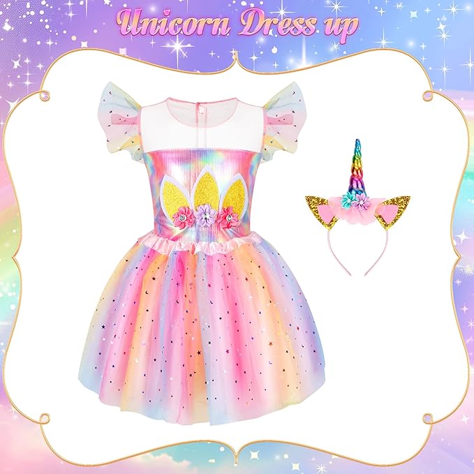 VGOFUN Princess Dress Up Clothes for Little Girls - Princess Costume for Girls with Princess Toys Dress Up Outfit Pretend Play Dresses Toddler Girls Gifts for Christmas Birthday Aged 3 4 5 6