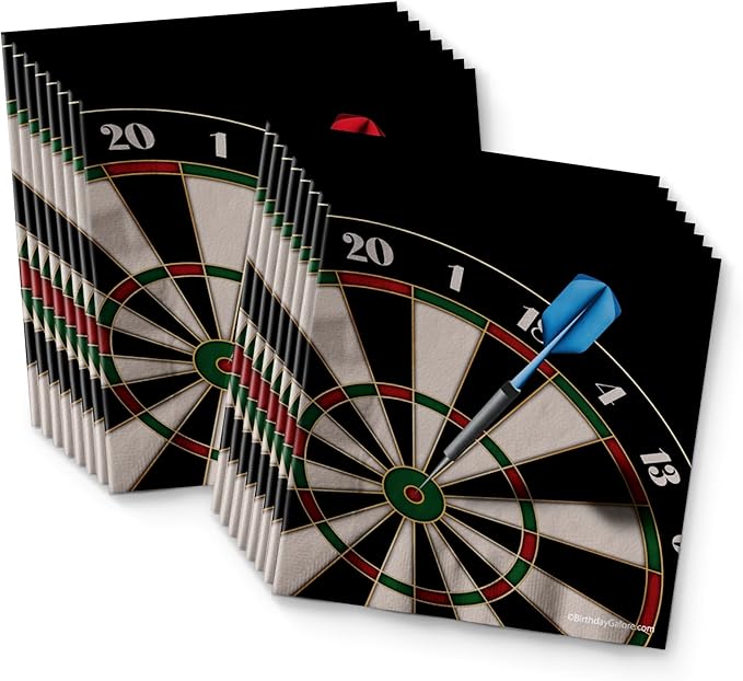 Darts Party Supplies - Dart Board Plates and Napkins - Adult Birthday Supplies - Father's Day Tableware Set Includes Plates Napkins Cups - Kit for 16