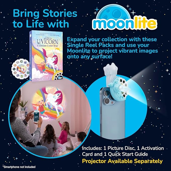Moonlite Storytime -A Magical Read Together - Projector Not Included - Single Disc for Kids & Toddlers - Digital Story Magic - Learning Gifts for Kids Ages 1 Year and Up (Dream Come True)