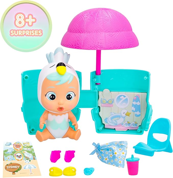 Cry Babies Magic Tears Tropical World - Beach Babies Series | 8+ Surprises, Accessories, Surprise Doll - Great Gift for Kids Ages 3+