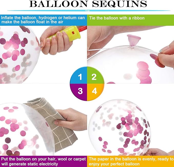 Pink 7th Birthday Balloons - 16pcs Pink & Gold, Happy 7th Birthday Confetti Balloons for Princess Theme Party Decorations