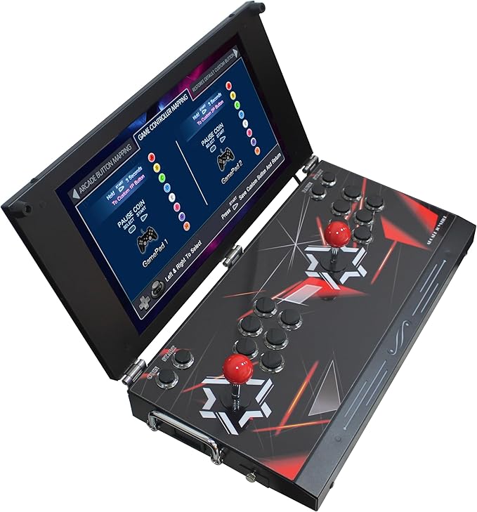 9800 Hand-held Portable Arcade Console 17.5-inch HD Screen Dual Players Retro Electronic Game Box DX, Retro Video Game Machine Search/Hide/Save/Load/Pause Games
