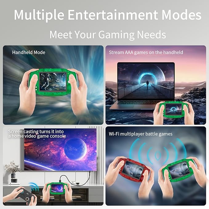 RG34XX Retro Handheld Game Console 3.4" IPS Screen 32G Linux 64-bit System RG 34XX Portable Video Gaming Console Support WiFi Bluetooth,Streaming,HD TV Output,with Protecting Bag (TR Green)