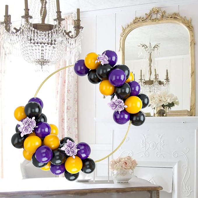 Purple, Black, Yellow 50PCS Latex Balloons for Birthday, Wedding, Baby Shower, Engagement, DIY Hula Hoop Arch Decoration