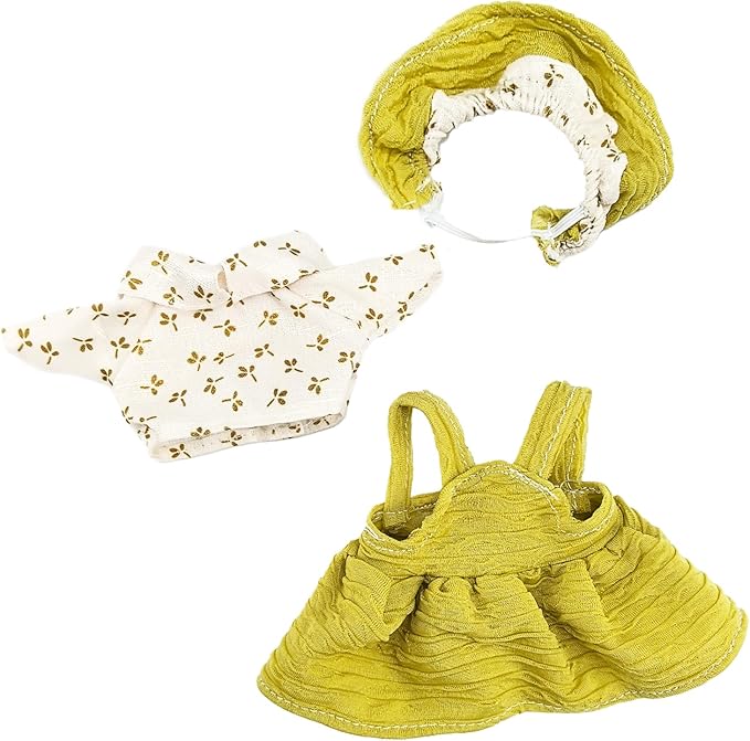 17cm Doll Clothes Set - Avocado Headband + Top + Suspender Skirt