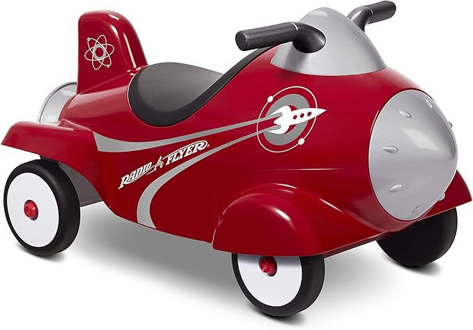 Radio Flyer Retro Rocket, for Toddlers 1-3, 3-in-1 Push Walker Ride On Rocket with Sensory Activities, Under-Seat Storage, Lights and Sounds, 42 lb Capacity, Toddler Ride On Toys